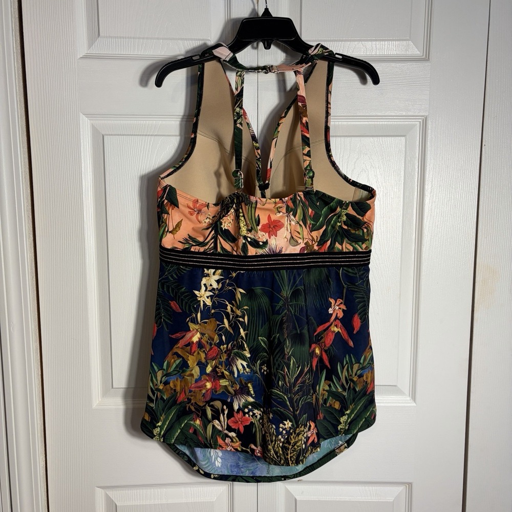 SWIM Cacique Underwire Bathing Tankini Top Women 46D Tropical Floral Padded - Picture 2 of 6